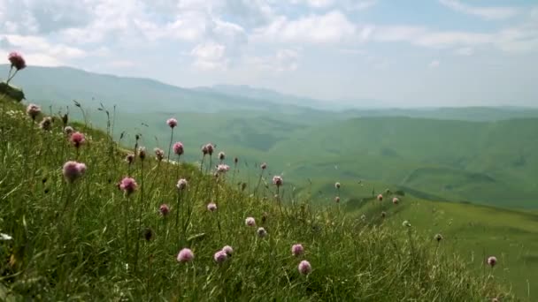 Paisagem de verão nas montanhas e o céu azul escuro com nuvens — Vídeo de Stock