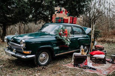 Kış Noel fotoğraf bölgesi açık havada