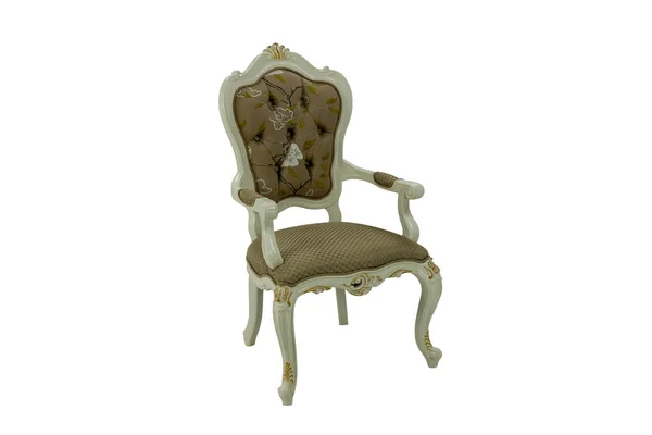 木制椅子 有内饰和扶手 白色背景 — 图库照片
