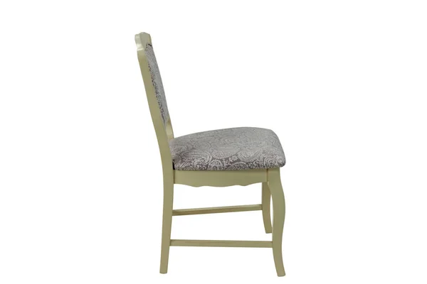 Chaise Beige Bois Avec Assise Dossier Doux Sur Fond Blanc — Photo