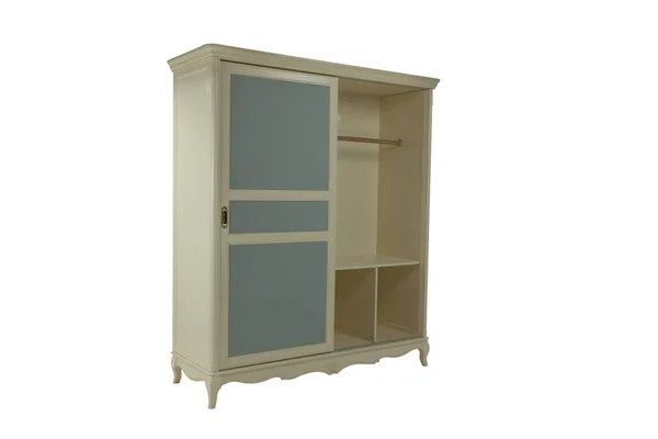 Beige Garderobe Met Twee Deuren Een Witte Achtergrond — Stockfoto