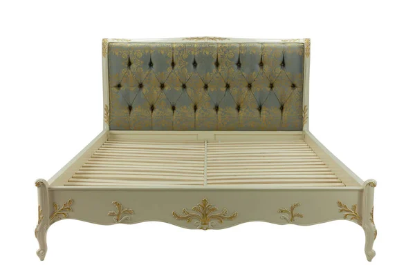 Large Wooden Bed White Background — Stock Photo, Image