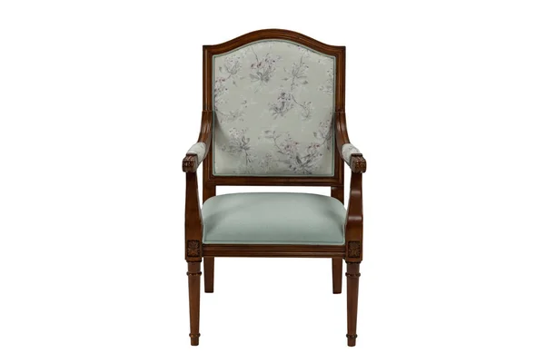 棕色木制椅子 扶手扶手 白色底座 — 图库照片