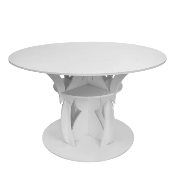 Στρογγυλό λευκό τραπέζι — Φωτογραφία Αρχείου