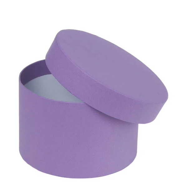 Boîte Ronde Carton Violet Avec Couvercle Pour Cadeau Sur Fond — Photo