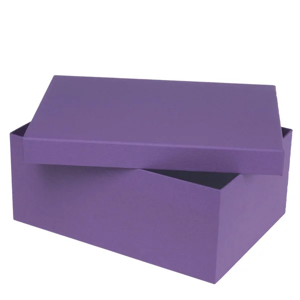 Lila Quadratischer Karton Mit Deckel Für Geschenk Auf Weißem Hintergrund — Stockfoto