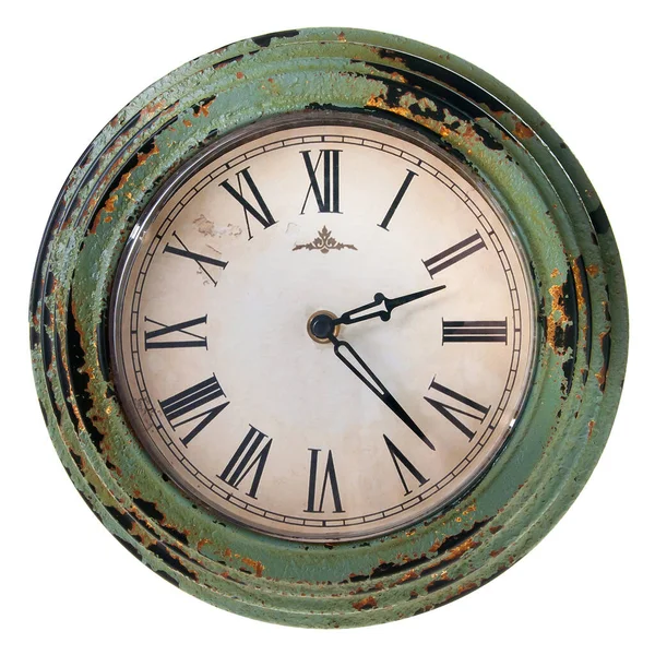 Reloj Vintage Números Romanos Aislado Blanco —  Fotos de Stock