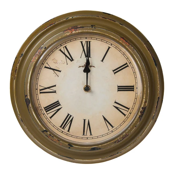 Horloge Vintage Chiffres Romains Isolés Sur Blanc — Photo
