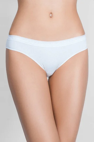 Woman White Underpants Gray Background — Stock Photo, Image