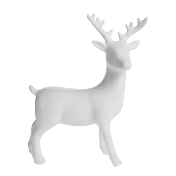 白色背景的白色陶瓷鹿 — 图库照片
