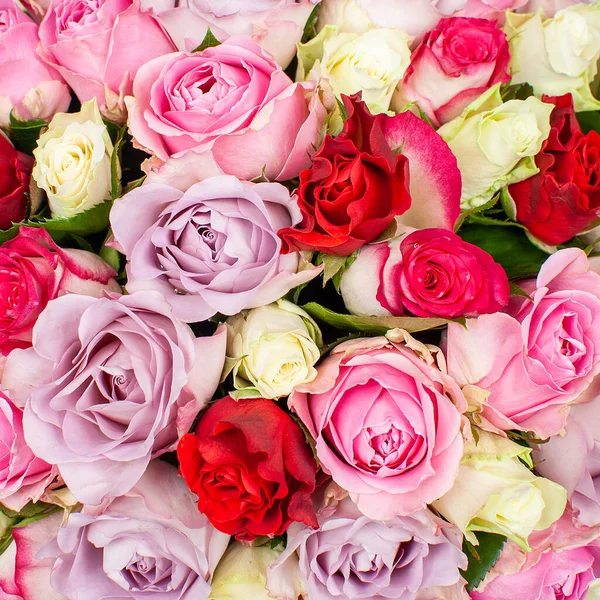 Bouquet Flowers Red Pink Roses Close Top View — Stock Photo, Image