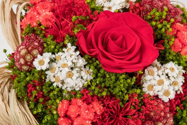 Buquê Rosas Vermelhas Close Vista Superior — Fotografia de Stock