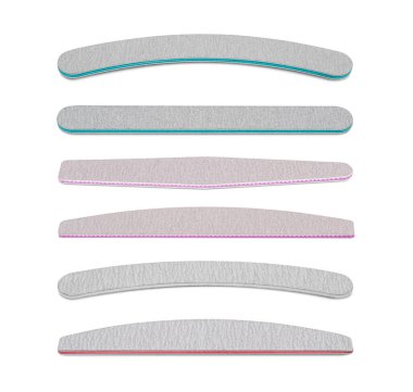 Set of gray nail files. Tools for manicure isolated on a white backgr clipart