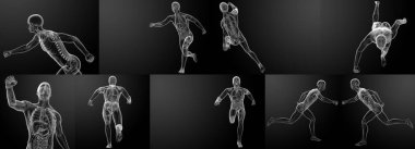 x-ışınları tarafından 3D render çalışan iskelet 