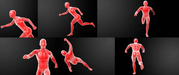 Running human anatomy by X-rays in red — Stock Photo, Image