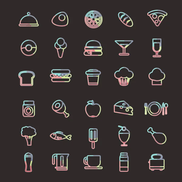 Ilustración vectorial de iconos de alimentos — Vector de stock