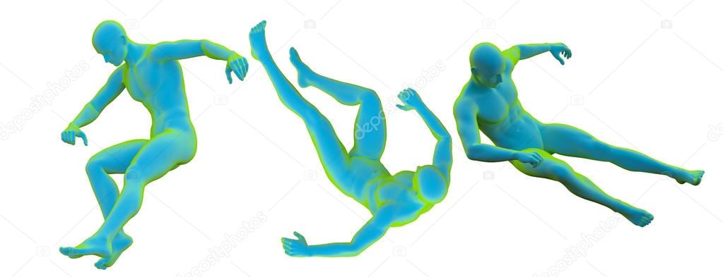 3d rendering illustration of the human kicking 
