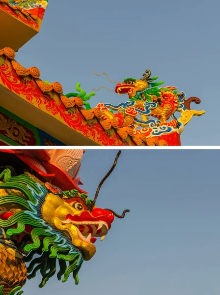 Dragon statue and natural blue sky background — Stock Photo, Image