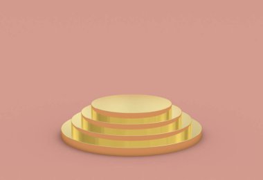 3D çizim stüdyosu ve yerde altın podyum