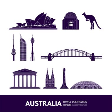 Avustralya seyahat hedefi büyük vektör illüstrasyonu.