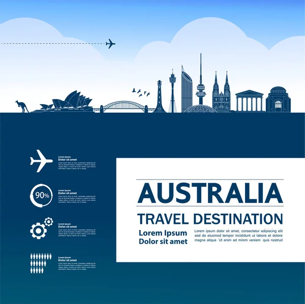 Australia Travel Destination Grand Vector Illustration — ストックベクタ