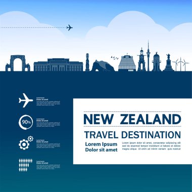 Yeni Zelanda seyahat hedef büyük vektör illüstrasyonuName.