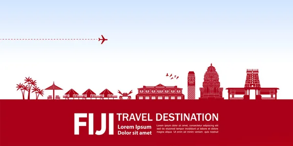 Fiji Viaje Destino Gran Vector Ilustración — Archivo Imágenes Vectoriales