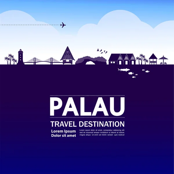 Palau Podróży Przeznaczenia Wielki Wektor Ilustracji — Wektor stockowy