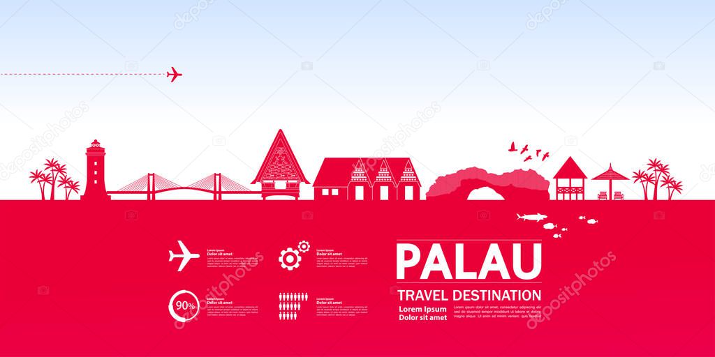 Palau travel destination grand vector illustration.