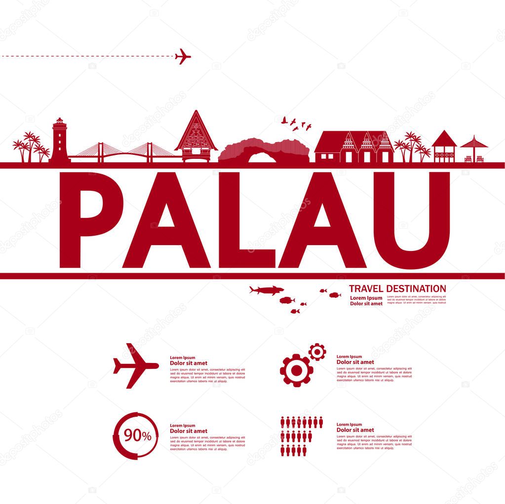 Palau travel destination grand vector illustration.