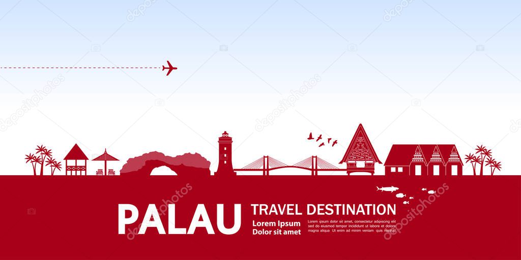 Palau travel destination grand vector illustration.
