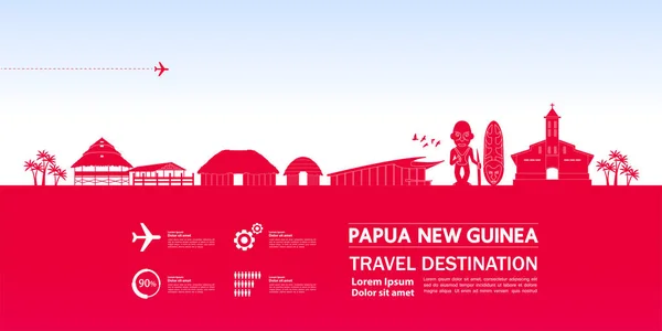 Papua Nova Guiné Viagem Destino Grande Vetor Ilustração —  Vetores de Stock