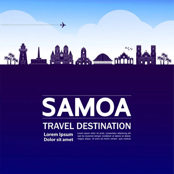 Samoa Viaje Destino Gran Vector Ilustración — Vector de stock