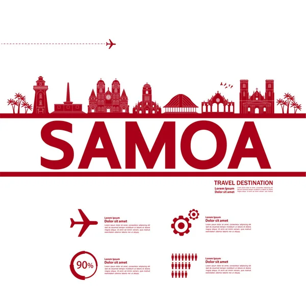 Samoa Viaje Destino Gran Vector Ilustración — Vector de stock
