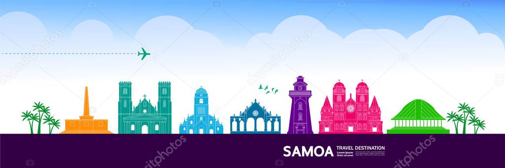 Samoa travel destination grand vector illustration.