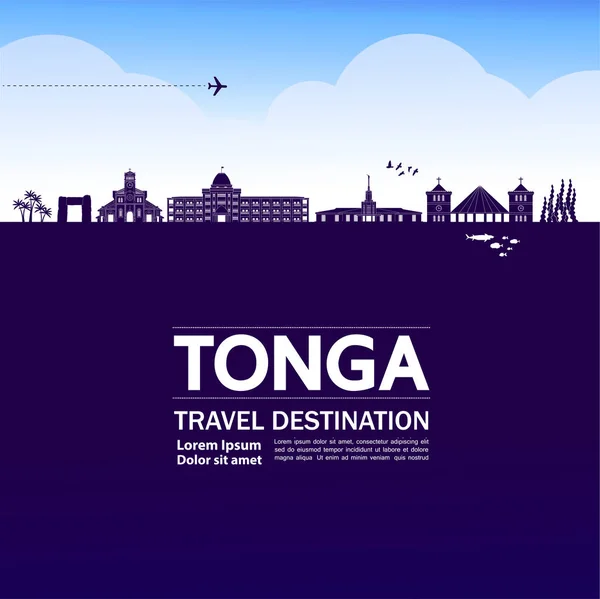 Tonga Viaje Destino Gran Vector Ilustración — Vector de stock