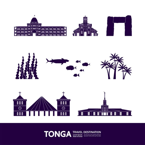 Tonga Viaje Destino Gran Vector Ilustración — Vector de stock