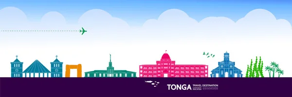 Tonga Reiseziel Große Vektorillustration — Stockvektor