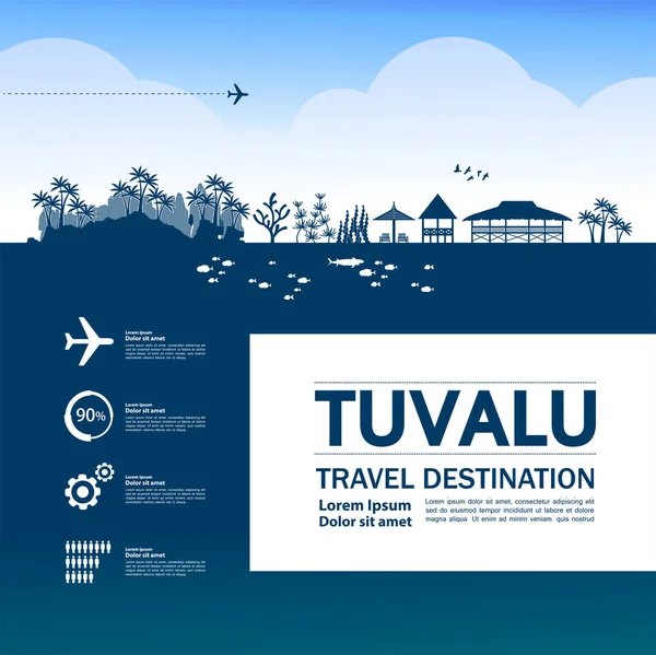 Tuvalu Viaje Destino Gran Vector Ilustración — Vector de stock