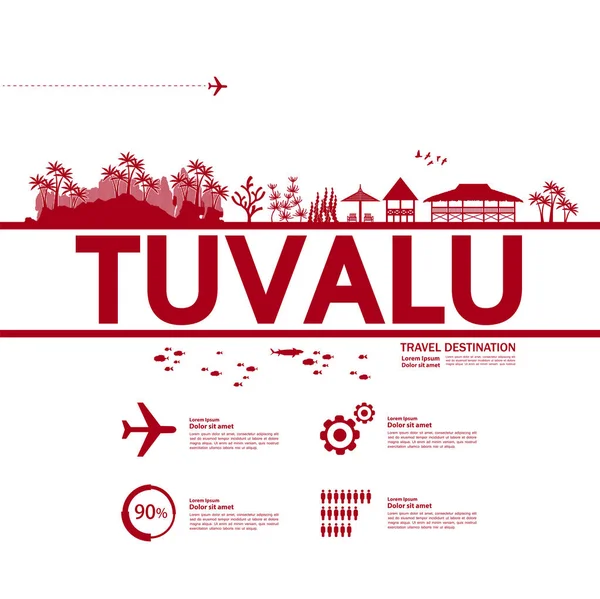 Tuvalu Viaje Destino Gran Vector Ilustración — Vector de stock