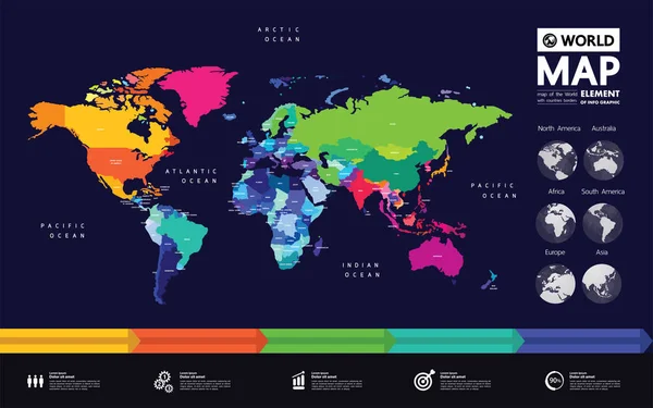 Grand Dünya Harita Grafik Öğesi Vektör Çizim — Stok Vektör