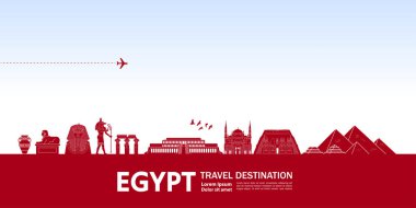 Mısır seyahat hedefi büyük vektör illüstrasyonu.