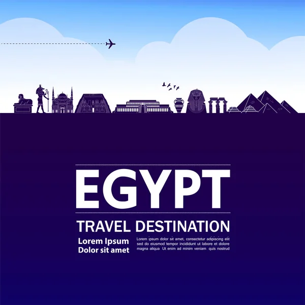 Egipto Viaje Destino Gran Vector Ilustración — Vector de stock