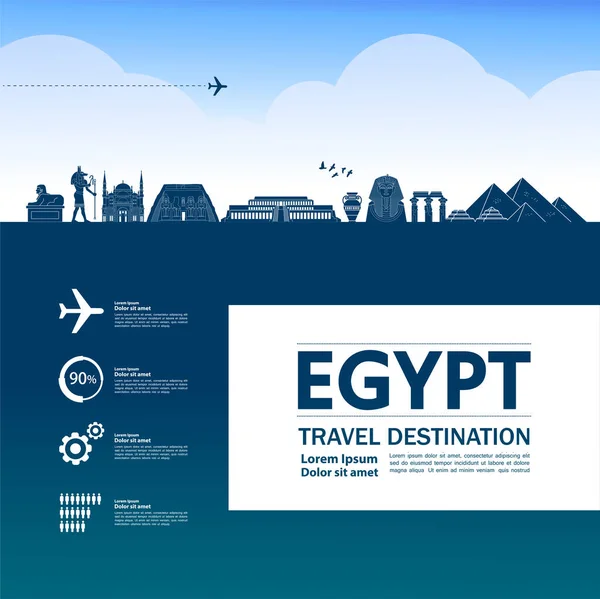 Egipto Viaje Destino Gran Vector Ilustración — Vector de stock