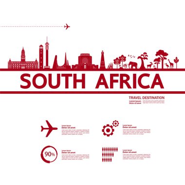 Güney Afrika seyahat hedefi büyük vektör çizimi.