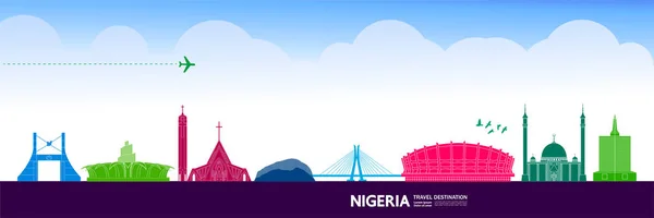 Nigeria Viaje Destino Gran Vector Ilustración — Vector de stock