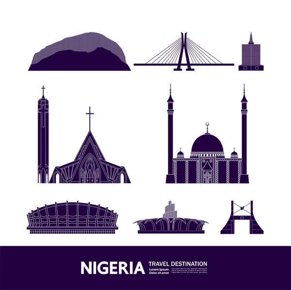 Νιγηρία Ταξιδιωτικός Προορισμός Grand Διανυσματική Απεικόνιση — Διανυσματικό Αρχείο