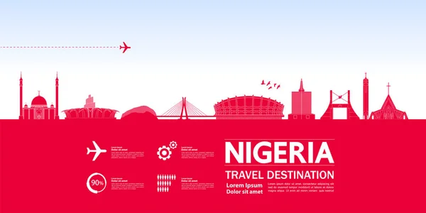 Nijerya Seyahatinin Varış Noktası Büyük Vektör Çizimi — Stok Vektör