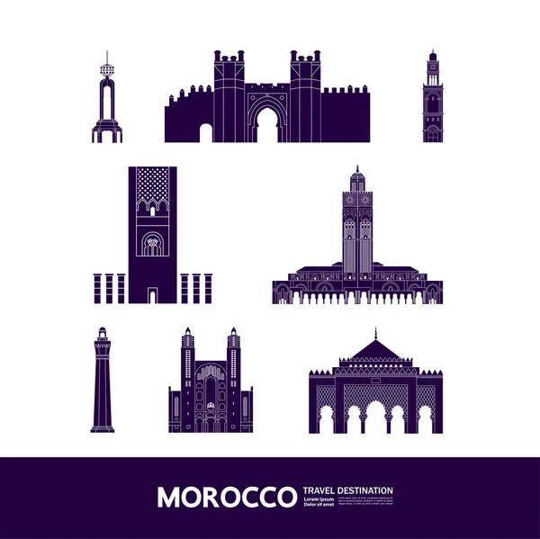 Marruecos Viaje Destino Gran Vector Ilustración — Vector de stock