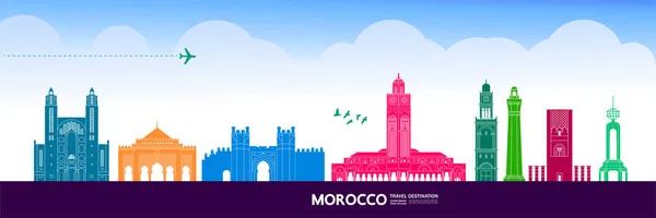 Marruecos Viaje Destino Gran Vector Ilustración — Archivo Imágenes Vectoriales